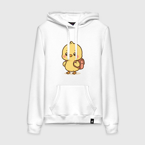 Женская толстовка-худи Цыпленок с рюкзаком / Белый – фото 1