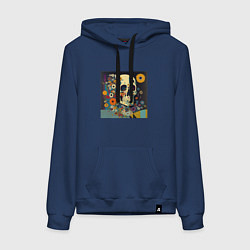 Толстовка-худи хлопковая женская Череп в ярких цветах, цвет: тёмно-синий
