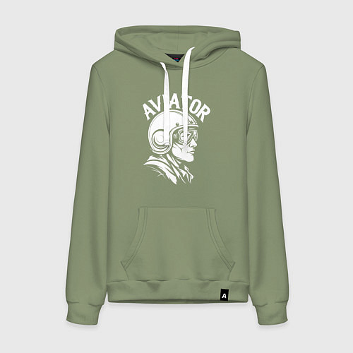 Женская толстовка-худи Авиатор в ретро шлеме / Авокадо – фото 1