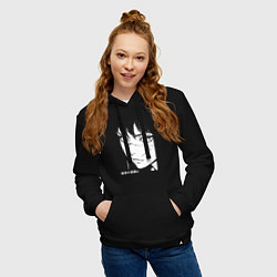 Толстовка-худи хлопковая женская Аса Митака - человек бензопила, цвет: черный — фото 2