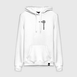 Толстовка-худи хлопковая женская Симъ победиши узорный текст, цвет: белый