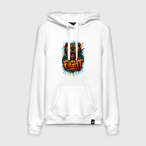 Женская толстовка-худи Fight медведь в краске / Белый – фото 1
