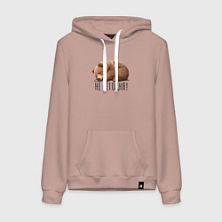 Толстовка-худи хлопковая женская Спящий медведь - не сегодня, цвет: пыльно-розовый