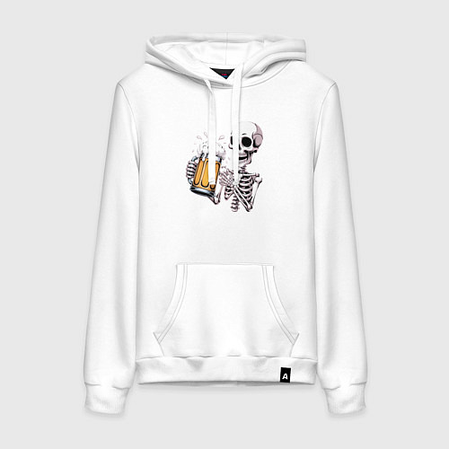 Женская толстовка-худи Пивной скелет / Белый – фото 1