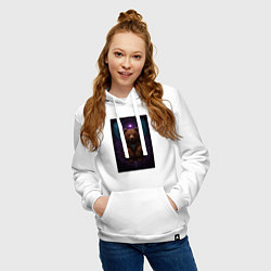 Толстовка-худи хлопковая женская Духовный медведь, цвет: белый — фото 2