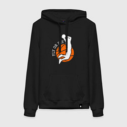 Толстовка-худи хлопковая женская Лети или умри, цвет: черный