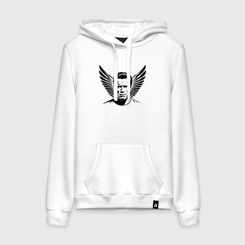 Женская толстовка-худи Портрет Арнольд Шварценеггер с крыльями / Белый – фото 1