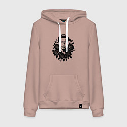 Толстовка-худи хлопковая женская Арнольд Шварценеггер в цветах, цвет: пыльно-розовый