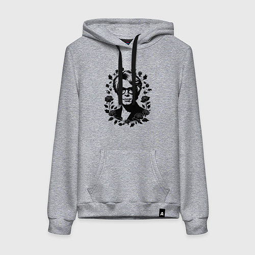 Женская толстовка-худи Энди Уорхол в цветочном обрамлении / Меланж – фото 1