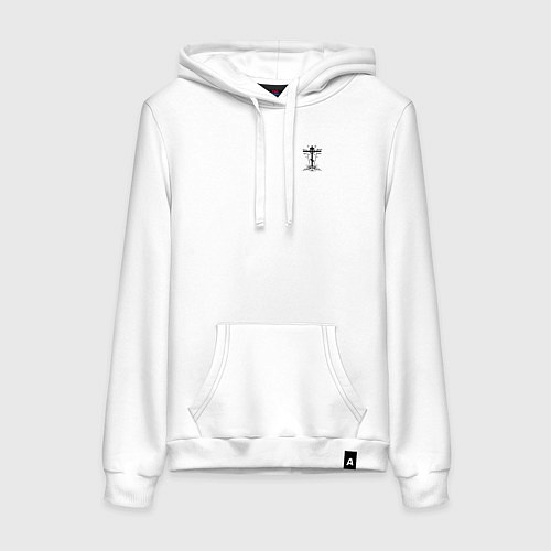 Женская толстовка-худи Спаси и сохрани черный арт / Белый – фото 1