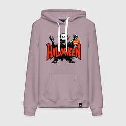 Толстовка-худи хлопковая женская Вампир с надписью halloween, цвет: сиреневый