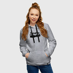 Толстовка-худи хлопковая женская Саратов горд с мостом, цвет: меланж — фото 2