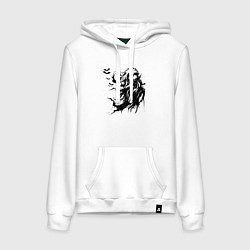 Толстовка-худи хлопковая женская Dead night, цвет: белый