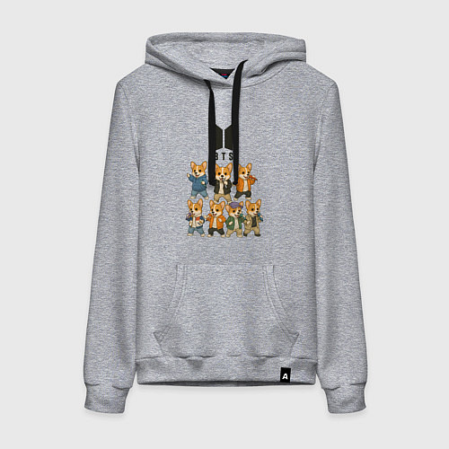 Женская толстовка-худи BTS группа из корги / Меланж – фото 1