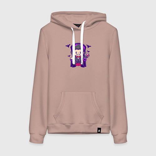 Женская толстовка-худи Дракула на троне / Пыльно-розовый – фото 1