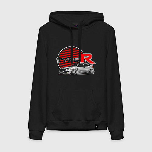 Женская толстовка-худи Honda Civic Type R / Черный – фото 1