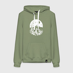 Толстовка-худи хлопковая женская Лунная гармония Фудзи, цвет: авокадо