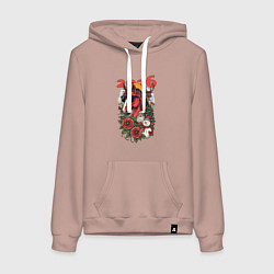 Толстовка-худи хлопковая женская Красная огненная лошадь 2026, цвет: пыльно-розовый