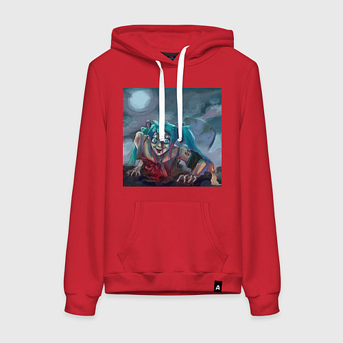 Женская толстовка-худи Halloween Miku zombie / Красный – фото 1