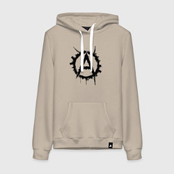 Толстовка-худи хлопковая женская А в цепях, цвет: миндальный