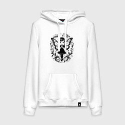 Толстовка-худи хлопковая женская Фея в орнаменте, цвет: белый