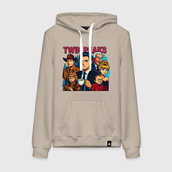 Толстовка-худи хлопковая женская Twin Peaks Multi, цвет: миндальный