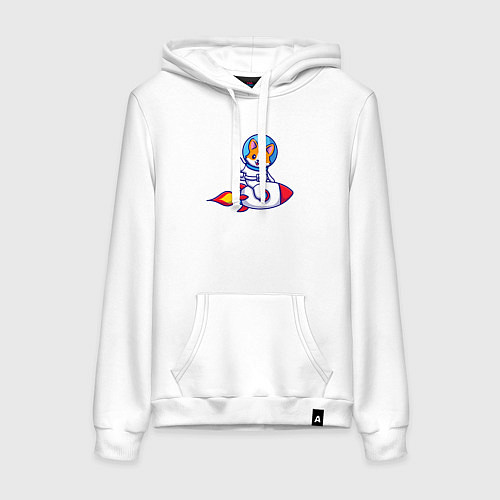 Женская толстовка-худи Собачка на ракете / Белый – фото 1