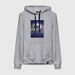 Толстовка-худи хлопковая женская Семейка Аддамс в машине, цвет: меланж