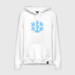 Толстовка-худи хлопковая женская Снежинка голубая, цвет: белый
