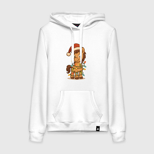 Женская толстовка-худи Лошадка в гирлянде / Белый – фото 1