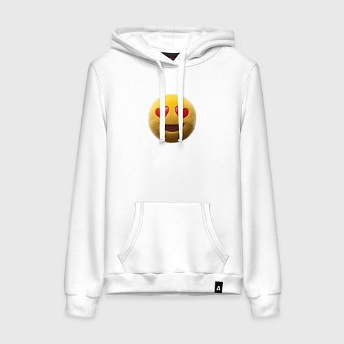 Женская толстовка-худи Пушистый смайлик с сердечками в глазах / Белый – фото 1