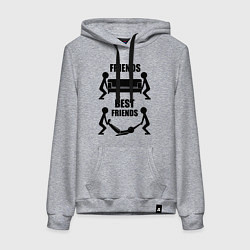 Толстовка-худи хлопковая женская Best friends, цвет: меланж