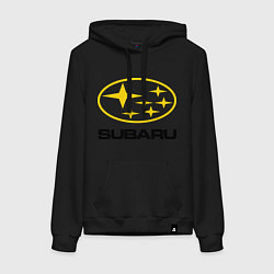 Толстовка-худи хлопковая женская Subaru Logo, цвет: черный