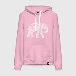 Толстовка-худи хлопковая женская Расписной слон, цвет: светло-розовый