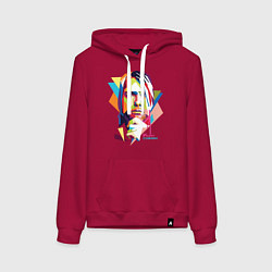 Толстовка-худи хлопковая женская Kurt Cobain: Colors, цвет: маджента