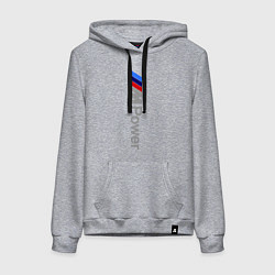 Толстовка-худи хлопковая женская BMW M Power, цвет: меланж