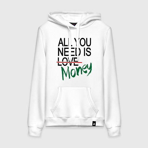 Женская толстовка-худи All you need is money / Белый – фото 1