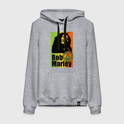 Толстовка-худи хлопковая женская Bob Marley: Jamaica, цвет: меланж