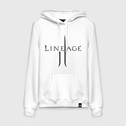 Толстовка-худи хлопковая женская Lineage logo, цвет: белый