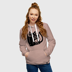 Толстовка-худи хлопковая женская Кот с книгой, цвет: пыльно-розовый — фото 2