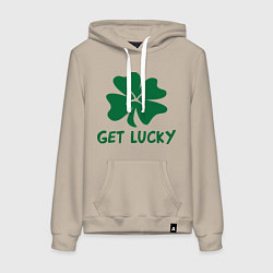 Толстовка-худи хлопковая женская Get lucky, цвет: миндальный