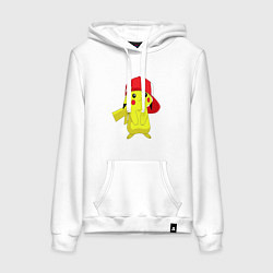 Толстовка-худи хлопковая женская Пикачу, цвет: белый