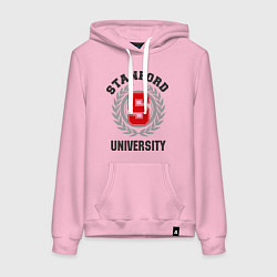 Толстовка-худи хлопковая женская Stanford University, цвет: светло-розовый