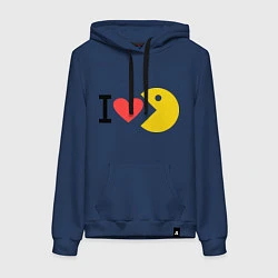 Толстовка-худи хлопковая женская I love Packman, цвет: тёмно-синий