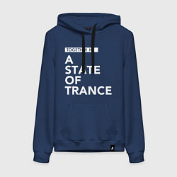 Толстовка-худи хлопковая женская Together in A State of Trance, цвет: тёмно-синий