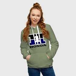 Толстовка-худи хлопковая женская Honda, цвет: авокадо — фото 2