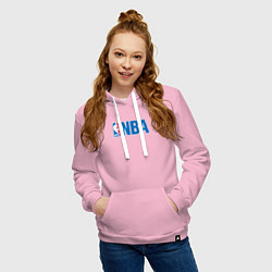 Толстовка-худи хлопковая женская NBA, цвет: светло-розовый — фото 2