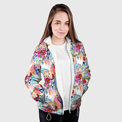 Куртка с капюшоном женская Цветы и бабочки 5, цвет: 3D-белый — фото 2