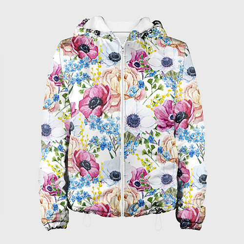 Женская куртка Цветы и бабочки 10 / 3D-Белый – фото 1