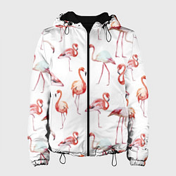 Куртка с капюшоном женская Действия фламинго, цвет: 3D-черный